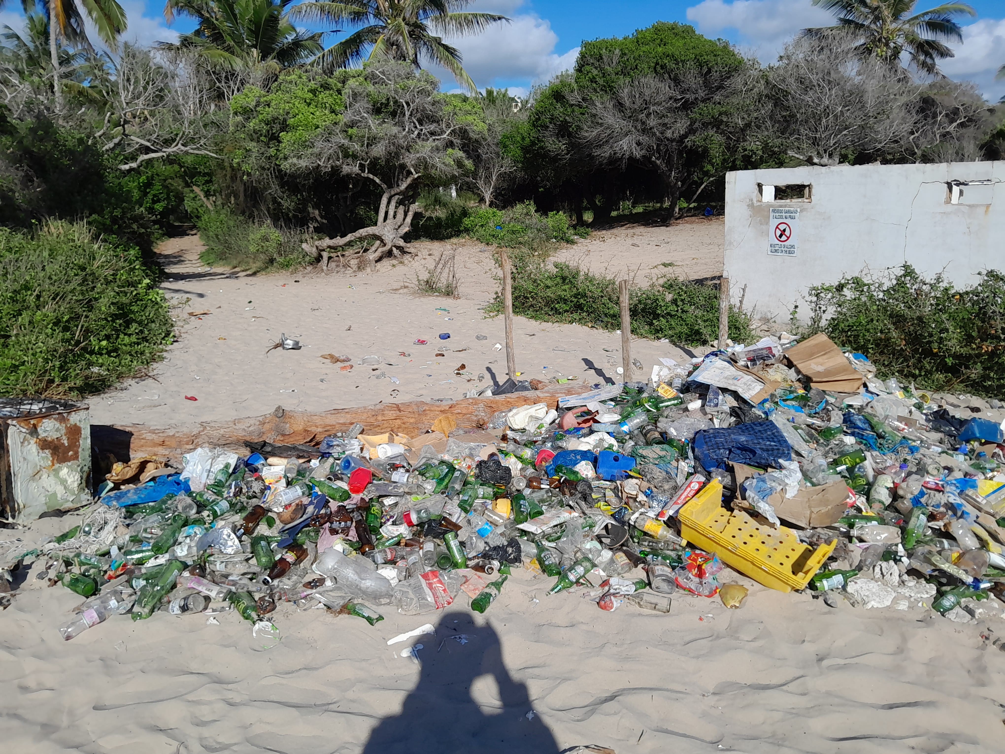 Truck bed loaded with collected beach trash